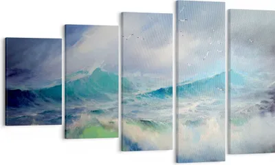 Produktbild von Bild auf Leinwand - Leinwandbild - Meer Welle Möwe - 100x60cm - Wand Bild - Wanddeko - Wandbilder - Leinwanddruck - Bilder - Kunstdruck - Wanddekoration - Leinwand bilder - Wandkunst - EG100x60-3783
