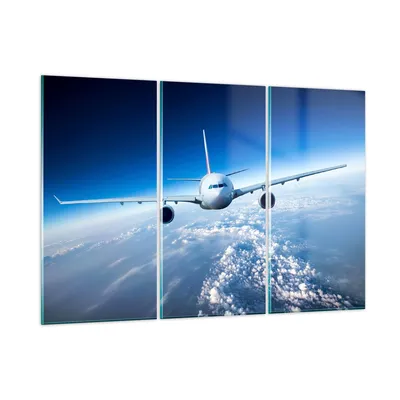 Produktbild von Bilder auf glas - Flugzeug himmel wolken flug - 165x110cm - Glasbilder - Wandbilder - Kunstdruck - zum Aufhängen bereit - Wanddekoration aus Glas - Glas Bilder - Wandbild auf Glas - GCE165x110-2723