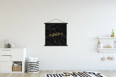 Produktbild von MuchoWow® Textilposter Zitate - Mädchen - Gold - Marmor 60x60 cm mit schwarzem Rahmen - Posteraufhänger