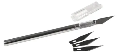 Produktbild von HOBBY Präzisions-Bastelmesser, 1 Stück + 3 Ersatzklingen, Silber