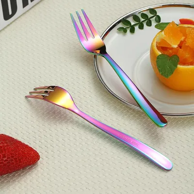Produktbild von Bunt Dessertgabeln 12 Stück Edelstahl spülmaschinenfest