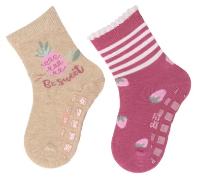 Productafbeelding van Sterntaler ABS-sokken, 2-pack, fruitmotief voor meisjes - babysokken met antislip