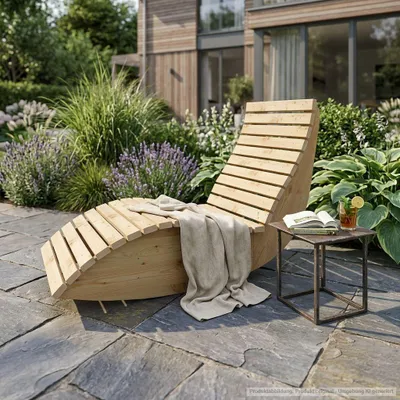 Produktbild von Holzliege Wellenliege Waldsofa Gartenliege "Schaukel-Sannerl" (Lärche) Breite 70cm Schaukelliege Relaxliege Himmelsliege