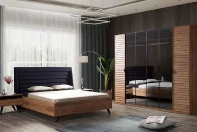 Produktbild von Schwarz Braunes Bettgestell Doppelbett Schlafzimmer Möbel Designer Bett