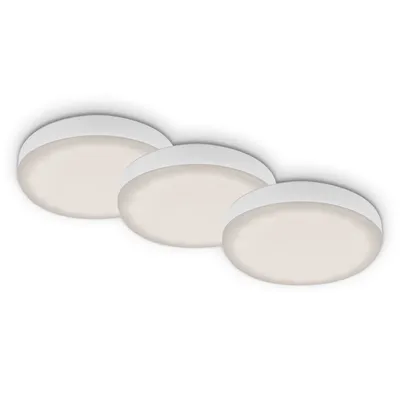 Image de Lampe LED encastrée BRILONER LEUCHTEN PLAT, 3 W, 350 lm, IP44, blanc, plastique-métal, lot de 3, Ø 7,5 cm