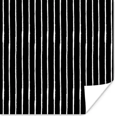 Produktbild von MuchoWow® Poster Streifen - Schwarz - Design - Weiß 100x100 cm - Babyzimmer