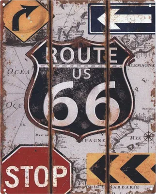Zdjęcie produktu dla Blaszany znak Moritz Route 66 znak stopu 20 x 25 cm retro blaszany znak ścienny