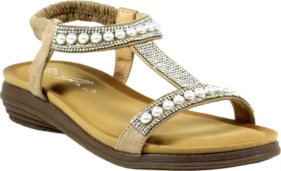 Image de Lunar - Sandales pour femmes "Tancy", gris perle GS388 (39 EU) (Beige)