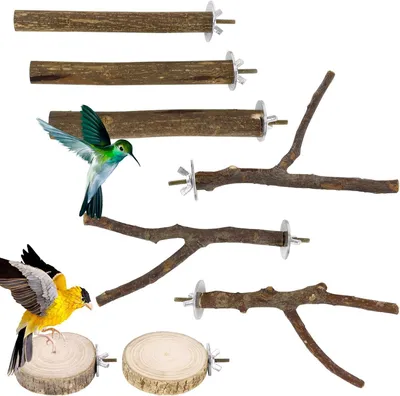Imagen del producto de Pajitas de madera natural, 8 unidades, antideslizantes, para parques y jaulas