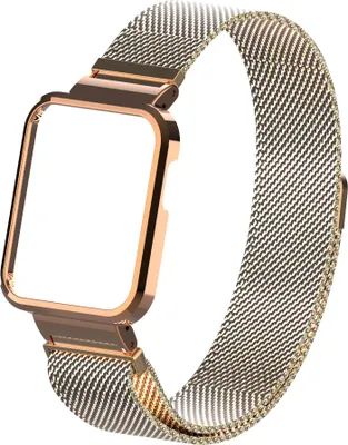 Produktbild von Strap-it Milanese Armband - Kompatibel mit Xiaomi Mi Watch Lite Armband Ersatzarmband Edelstahl - Armband mit Magnetverschluss - Hochwertiges Material - für Xiaomi Armband Rosa Gold