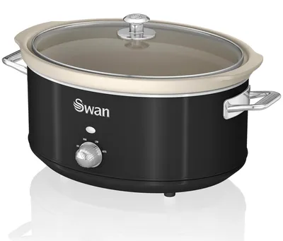 Immagine prodotto di SWAN SF17031BNEW Retro Slow Cooker 6,5L, Vetroceramica antiaderente senza PFOA e PTFE, Vintage Black