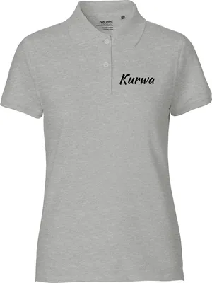 Produktbild von Huuraa Damen Polo Shirt Kurwa Polnisch L Sport Grey Bio Baumwolle Fairtrade Poloshirt Geschenkidee
