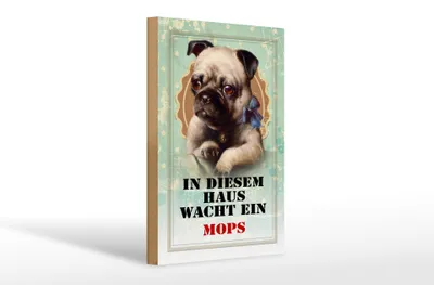 Produktbild von Holzschild Hund 20x30cm in diesem Haus wacht ein Mops