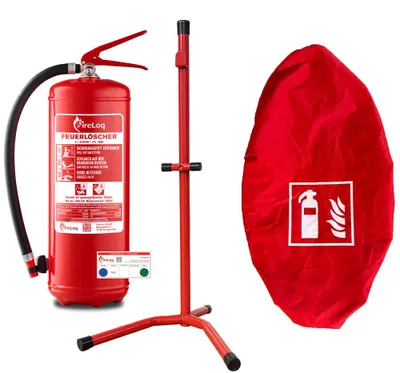 Produktbild von FireLoq® 6L Schaumlöscher 27A | 183B mit Ständer und Schutzhaube rot