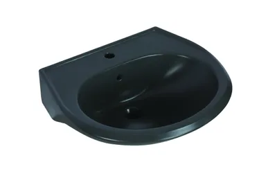 Produktbild von Sanicomfort Waschtisch Anthrazit Matt Sanitärkeramik 600 x 515 mm Wandmontage mit Überlauf und Hahnloch