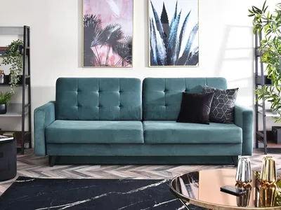 Zdjęcie produktu dla Sofa rozkładana IRSA - turkusowy / czarny