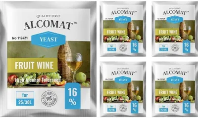 Produktbild von Weinhefe ALCOMAT Fruit Yeast HAT High Alkohol Hefe 16% Gärhefe brauen | auf 25/30 Liter, 5er Set