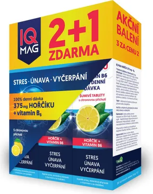 Obrázek produktu pro IQ Mag hořčík + B6 citron šumivé tablety 2+1