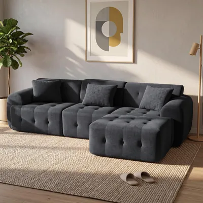 Immagine prodotto di Divano ad angolo COMHOMA, 245 x 60 x 40 cm, divano modulare con funzione letto, divano letto, divano a L per soggiorno, imballato sottovuoto, combinabile in modo flessibile