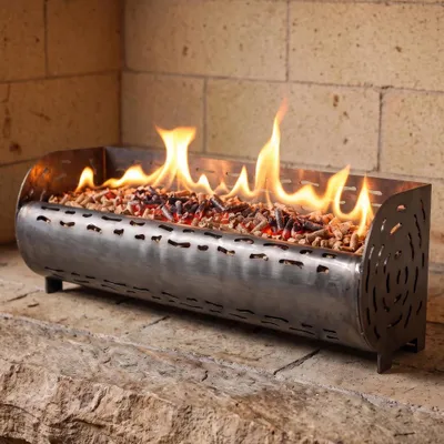 Immagine prodotto di CASABEL Braciere Pellet & Granuli Spesso, 50cm, Cap. 7kg, Acciaio Grezzo