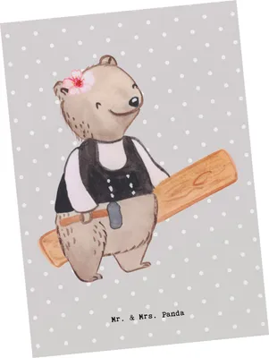 Produktbild von Mr. & Mrs. Panda Postkarte Zimmerfrau Herz - Grau Pastell - Geschenk, bildkarte, Grußkarte, Postkarten, einzelkarte, kunstkarte