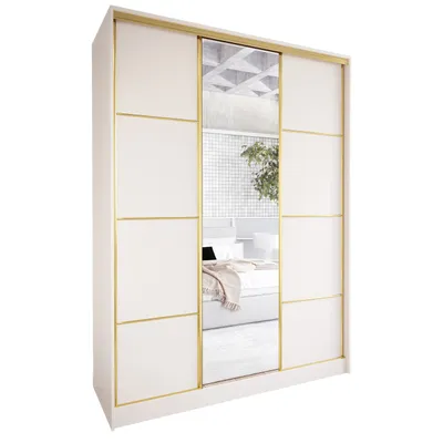 Produktbild von Schiebeschrank mit Spiegel und Schubladen TRIVI D 150 kaschmir / golden