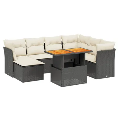 Produktbild von vidaXL 8-tlg. Garten-Sofagarnitur mit Kissen Schwarz Poly Rattan