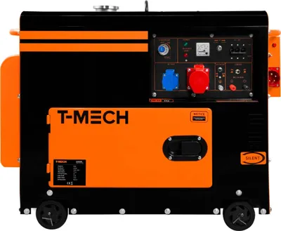 Image de Générateur diesel 6,5 kVA, silencieux, triphasé, 230 V, 6 500 W, moteur 13 ch, 400 V, démarrage électrique, alimentation de secours, châssis en acier thermolaqué, réservoir de 20 L, outils et trémie
