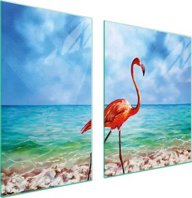 Produktbild von Glasplatte und Schneidebrett 100x52 Flamingo