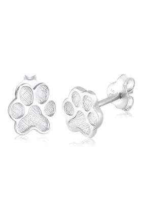 Produktbild von Elli Ohrringe Pfoten Tier Abdruck Hund Katze Filigran 925 Silber Silber