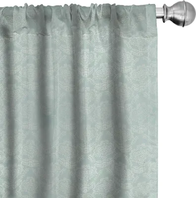 Immagine prodotto di ABAKUHAUS Tende vittoriane, tendaggi, motivo damascato vintage con motivi fogliari antichi e barocchi, 2 pezzi 75 x 225 cm, verde mandorla e bianco