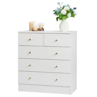 Produktbild von FCH Kommode, Aufbewahrungsschrank mit 5 Stoff-Schubladen, Metallrahmen,Weiß，66.00x33.00x73.00cm