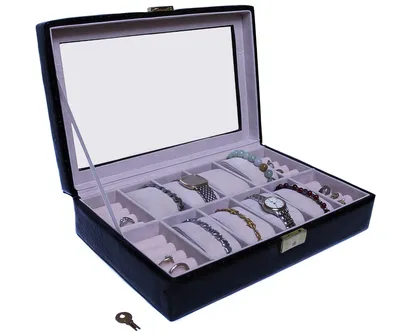 Produktbild von Schmuckkoffer Uhrenbox Schaukasten mit Glasdeckel