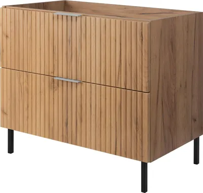 Produktbild von Waschtischunterschrank, Mattweiß, 80 x 77 x 46 cm, silberner Griff, schwarze Beine, ohne Arbeitsplatte