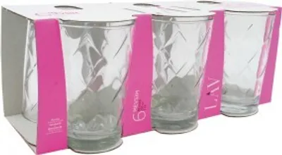 Produktbild von Glas Wasserglas 6er Set mit Rauten Muster 200ml