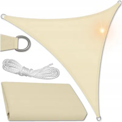Produktbild von Sonnensegel Garten Wasserdicht 3x3x3 M – Dreieckig, UV-Schutz, Beige, Terrassen- & Balkonbeschattung