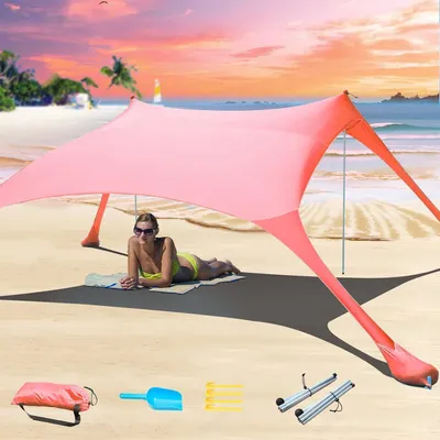 Produktbild von CUUPO Strandzelt LSF 50+ UV-Schutz 200x210x200cm Rot