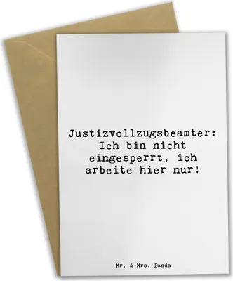 Produktbild von Mr. & Mrs. Panda Grußkarte Spruch Justizvollzugsbeamter - Weiß - Geschenk, Berufspassion, Berufsgestaltung, Ich bin nicht eingesperrt, einladungskarten, Beruf, Gefängnis