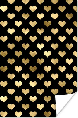 Produktbild von MuchoWow® Poster Muster - Herz - Gold 120x180 cm - Kunstposter