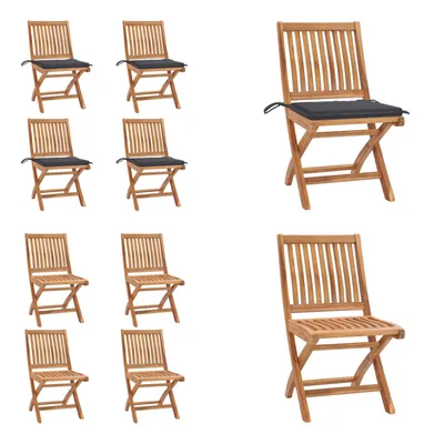 Produktbild von vidaXL Klappbare Gartenstühle mit Kissen 4 Stk. Massivholz Teak - Gartenstuhl - Gartenstühle - Holzstuhl - Holzstühle