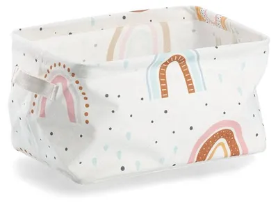 Produktbild von ZELLER Kinder Aufbewahrungsbox Regenbogenmotiv Leinwand 28x21x16cm