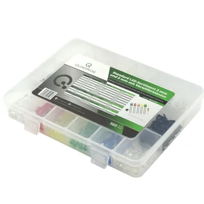 Produktbild von Quadrios LED-Sortiment Rot, Grün, Gelb, Blau, Kaltweiß, Warmweiß 20 mA 2.0 V (1801O005)