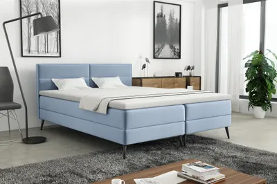 Produktbild von Boxspringbett Schlafzimmerbett CORDOBA 200x200cm Stoff Monolith Sky