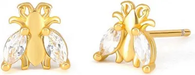 Produktbild von Ohrringe aus Chirurgenstahl, 14k vergoldet, hellgold, Maße 0,7 cm x 0,7 cm