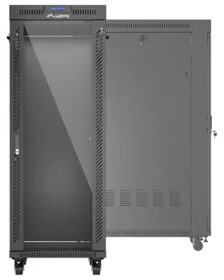 Produktbild von Lanberg FF01-6632-12SL, Freistehendes Gestell, 32U, 1200 kg, Ablageschienen, Verbessertes Kabelmanagement, Lenkrollen