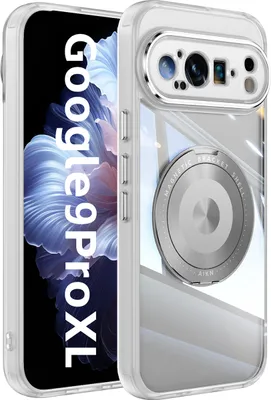 Produktbild von Handyhülle für Google Pixel 9 Pro XL Transparent Militärschutz mit Magnetring Ständer und Kameraabdeckung Weiß