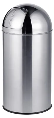 Abfalleimer 50 L mit Druckdeckel, Edelstahl, silber