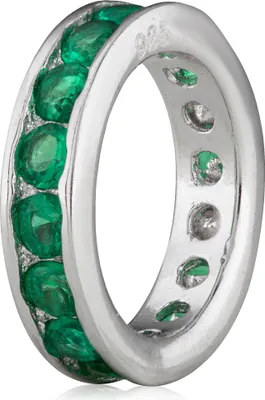 Produktbild von Silber 925 Kettenanhänger Ring Rund mit Grüne Zirkonia anlaufgeschützt Taufring