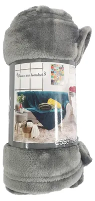 Produktbild von Douceur d'Intérieur Flanou Plaid, Polyester, Grau, 125 x 150 cm