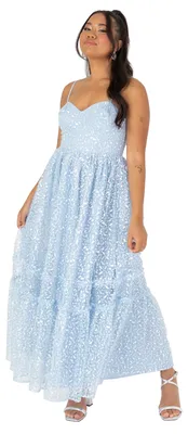 Produktbild von Maya Deluxe Damen Women's Ladies Midi Dress Sleeveless V-Neck Cami Sequin Embell
